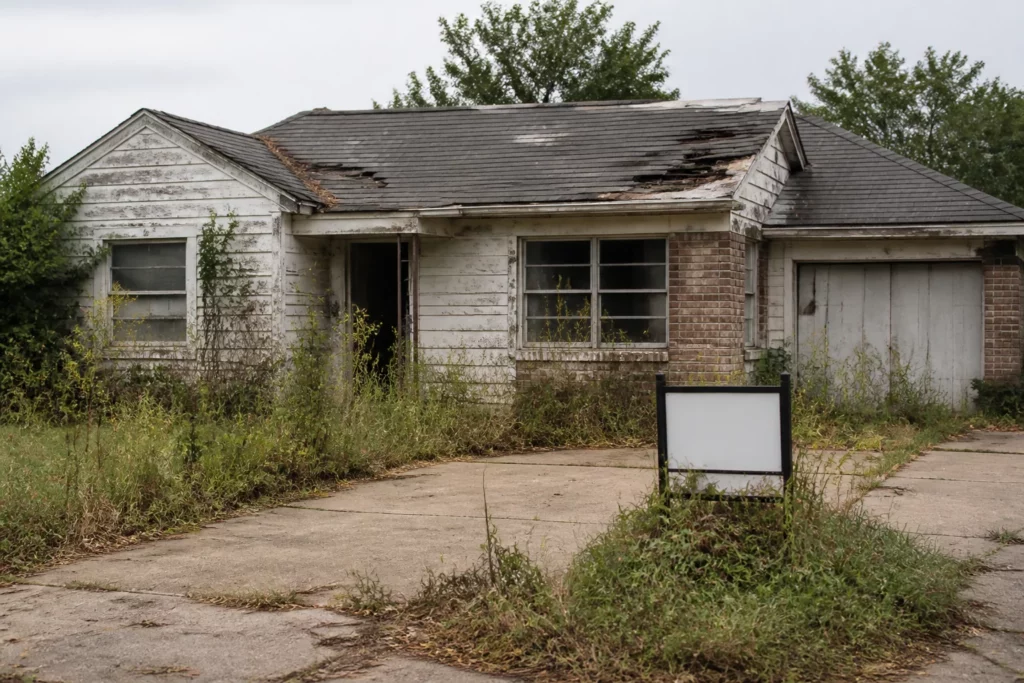 what makes buying a foreclosed property risky select two