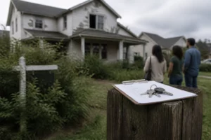 what makes buying a foreclosed property risky select two