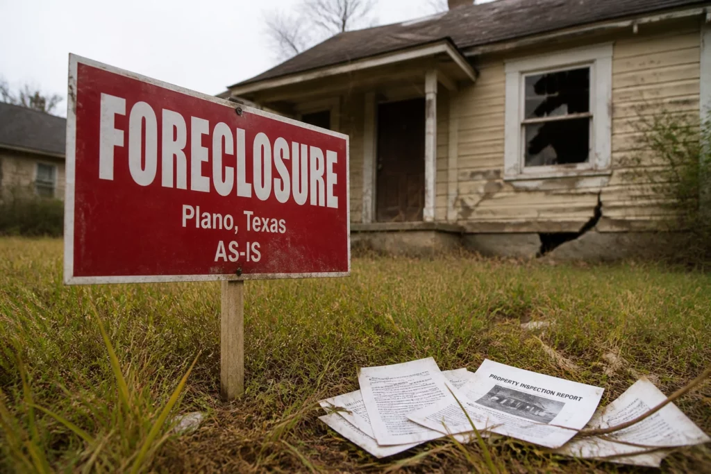 what makes buying a foreclosed property risky select two