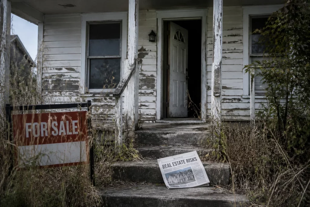 what makes buying a foreclosed property risky select two