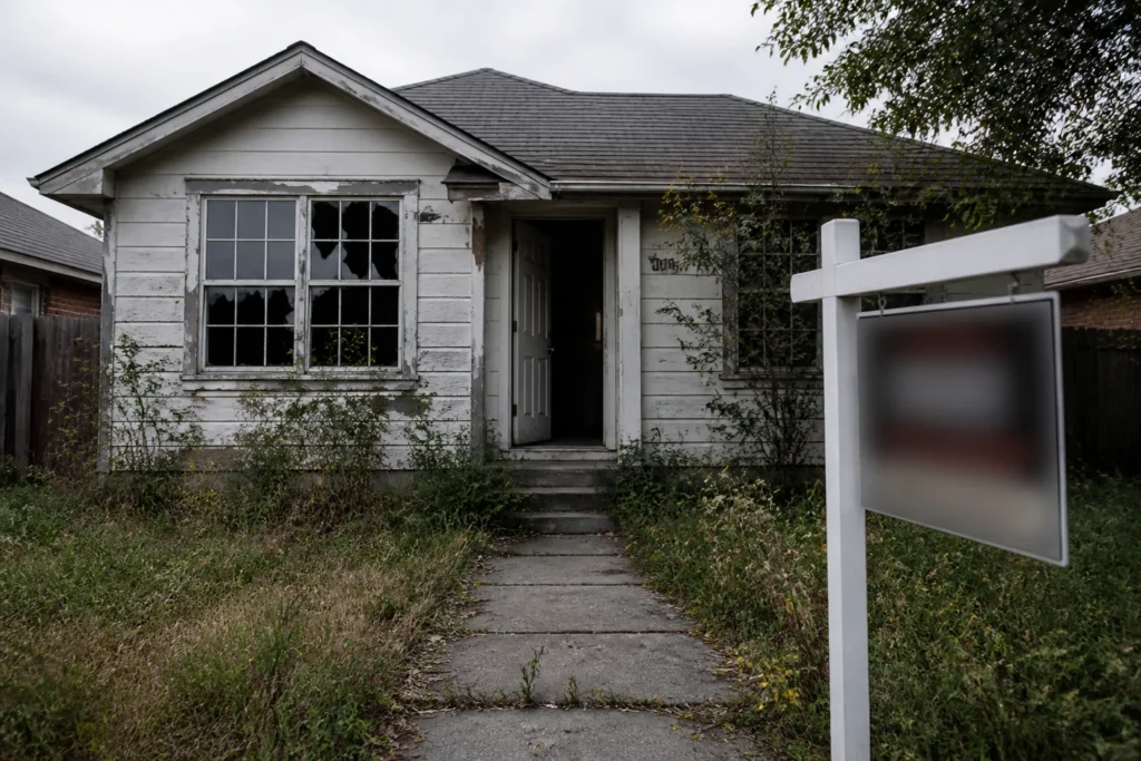 what makes buying a foreclosed property risky select two