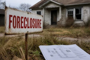 what makes buying a foreclosed property risky select two