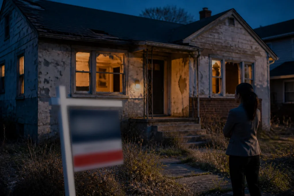 what makes buying a foreclosed property risky select two